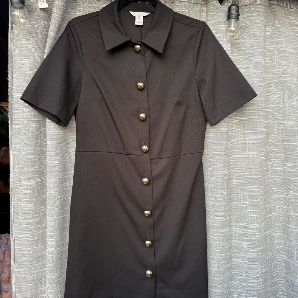 H&M Black Buttoned Sheath Dress